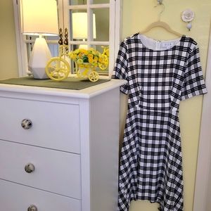 Elle Black & White Checkered Dress
